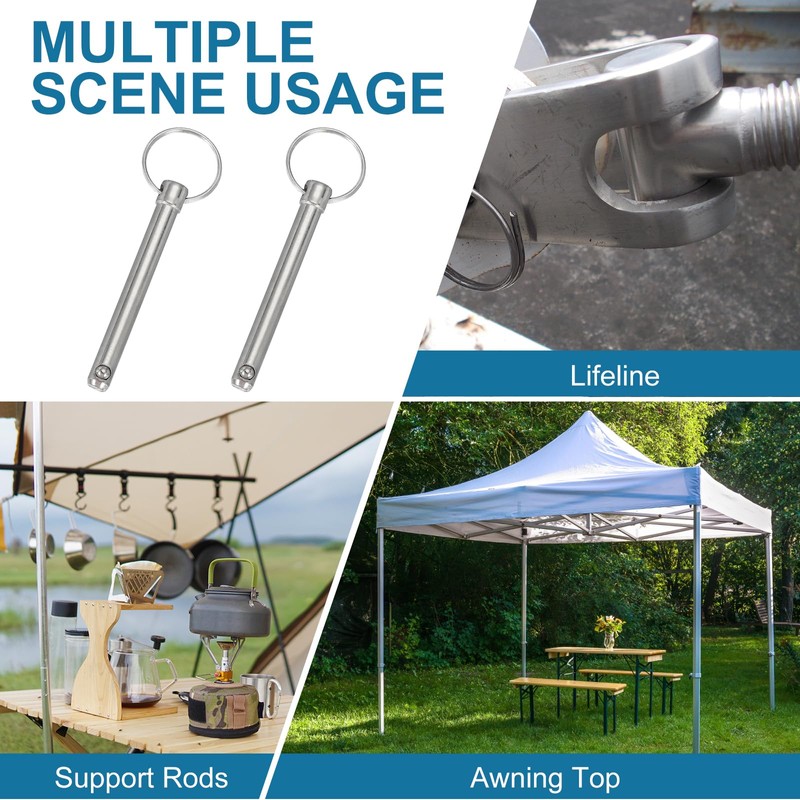 sourcing map Quick Release Pin, Dia 5/16"(8mm) Usable Length 2.28"(58mm)