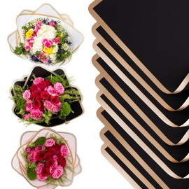the florist Supply Shop by DecoWraps 20 Sheets Premium Flower Wrapping Paper | Waterproof Flower Wrapping Paper for Bouquets | Double Sided Floral Bouquet Sheets | DIY Gifts Rocio Black/Gold