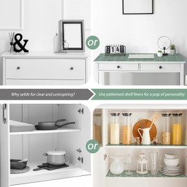 Glotoch Premium Non Slip Shelf Liner, 12” X 20 FT Drawer Liner Non Adhesive, Waterproof Shelf Liners for Kitchen Cabinets, Drawer, Fridge, Wire Shelving, Pantry, Bathroom-, Heavy Duty, Green Geometric