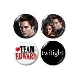 Team Edward Twilight Mini Buttons/Pins/Badges 1" - set of 4
