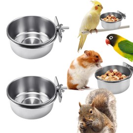 2 Pcs Bird Food Bowl with Clamp, Durable Bird Bowls for Cage, Bird Water Bowl for Bird Parrot Cockatiel Conure Budgies Parakeet Small Animal