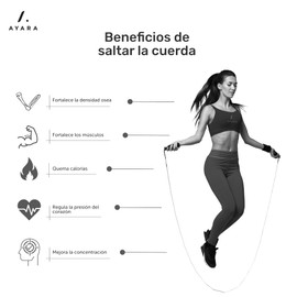 AYARA Cuerda para Saltar Premium de 2,4 Metros de Longitud Ajustable, Con cable de acero y Mango de polipropileno, Ideal para Fitness, Cardio, Gimnasio y Ejercicio en Casa, Color negro