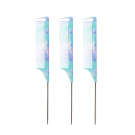 Red by Kiss 3 PACK Parting Pin Tail Comb Teasing Comb Reduces Frizz Heat Resistant (Blue Tie-Dye)