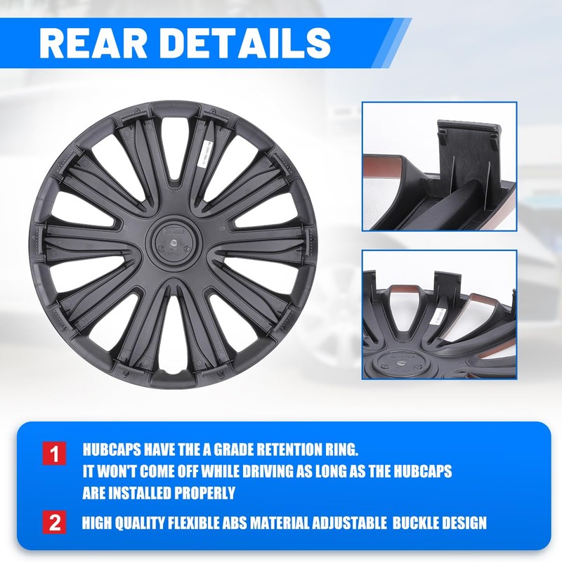 AUTOWIKI 15" Wheel Rim Covers Universal Hubcaps, Hubs Snap on