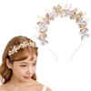 fdsmall Metal Flower Hair Hoop for Women Gold Acrylic Crystal