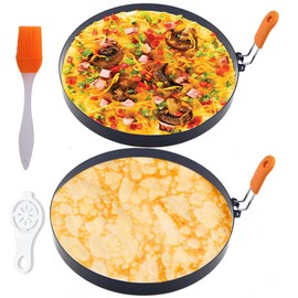 Large 2 Packs 8" Omelette Ring for Griddle,Stainless Steel 8 Inch Griddle Omelet Rings,Non-Stick Pancake Egg Ring Round Omelette Rings Omelet Mold Muffin Mold Silicone Handle