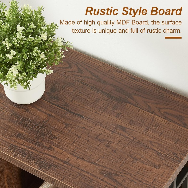 HOMISSUE Sofa Console Table, Rustic Console Table with 3-Tier Storage,