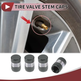 HEROFFIX 4 Pcs Decorative Tire Valve Stem Caps 16mm Tyre Valve Dust Covers for Most Cars Truck Titanium Tone Aluminum Alloy