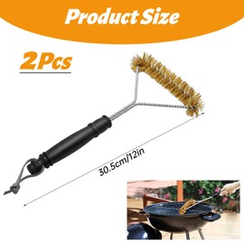 Pack of 2 Brass Grill Brush, Brass Brush, Anti-scald Brass Brush, Small Pizza Oven Brush, Grill Brush, Oven Brush for Grill, Gas Grill, Charcoal Grill, Cast Iron Grill