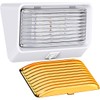 Leisure LED RV Exterior Porch Utility Light with Switch - 12v 280 Lumen Lighting Fixture. Replacement Lighting for RVs, Trailers, Campers, 5th Wheels. White Base, Clear and Amber Lens (White, 1-Pack)