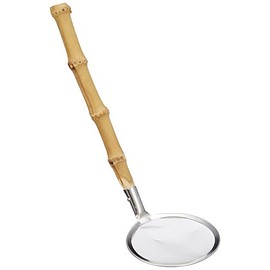 Endo Shoji QAK03 Scum Skimmer, Commercial Use, Main Body: 18-8 Stainless Steel, Handle: Natural Bamboo, Made in Japan