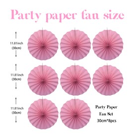 Pink Party Decorations,Pink Paper Decorations for Party,Baby Shower Decorations Party Paper Fans Bulk 12in,Schoolgirl Style Classroom Decor for Party 30 Color DIY Set （Pink）