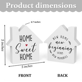 House Warming Gifts New Home Decorative Signage New Home Gift Ideas Desk Decor Housewarming Gifts for Men Women House Shaped Wood Block Sign Bedroom Home Farmhouse Decor for Tabletop Tiered Tray