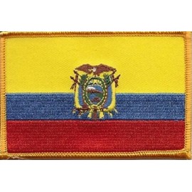 Ecuador Flag Patch, Measures 3.50" x 2.25", International Embroidered Iron On or Sew On Flag Patch Emblems Over 100 Patch Options Available