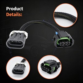 HiSport LS1 LS2 LS7 to LS3 L99 L76 LSA LS9 ZR1 MAP Sensor 558-416 12592525 Adapter Harness Plug-and-Play Conversion Replacement for GM LS Engines 18CM Long 16 Wire Gauge