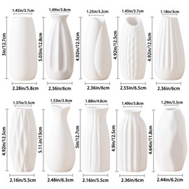 Sameme 5'' White Ceramic Bud Vases Set of 10,Small Vases in Bulk for Flowers,Mini Vases for Centerpieces,Modern Vases for Floral and Pampas Grass,Boho Vases for Wedding,Party,Table Home Decor