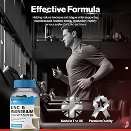 Supplements Direct - 120 Capsules - Zinc & Magnesium - Plus Vitamin B6 - Food Supplement - 2 Capsules Before Bedtime - Supports Reduction of Tiredness