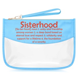 Sisterhood Gifts for Women Blue Makeup Bag with Zipper Big Sister Sorority Gifts Inspirational Friendship Quotes Cosmetic Travel Organizer Bestie Birthday Present
