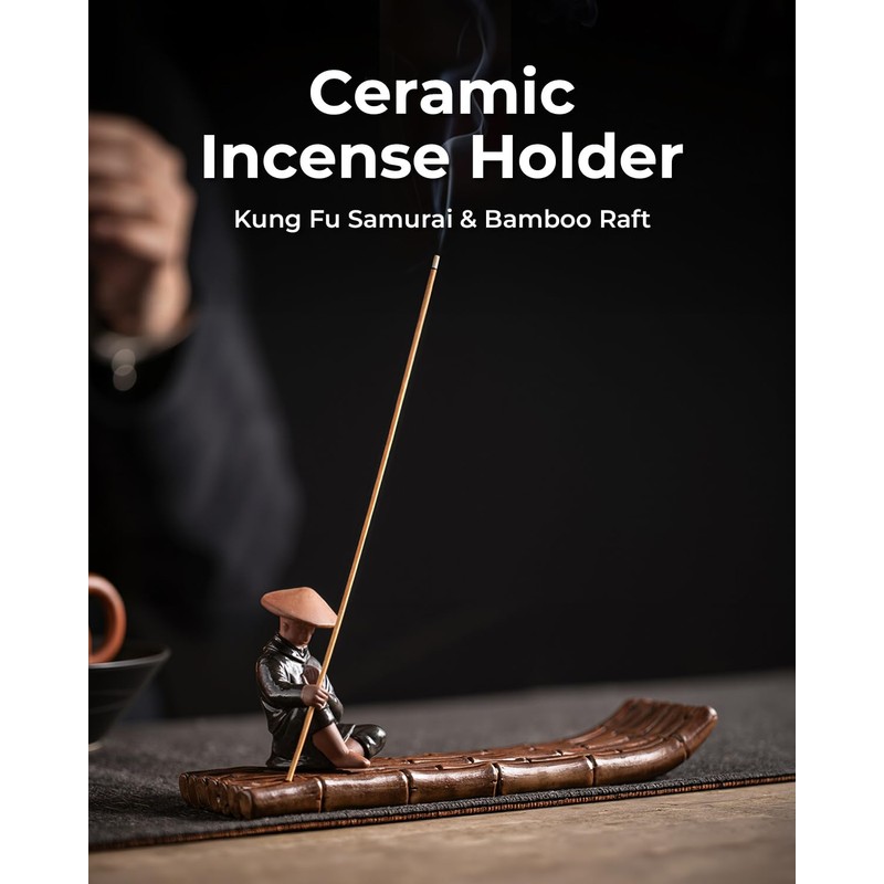 TEAVOR Ceramic Incense Stick Holder with Ash Catcher - Kung