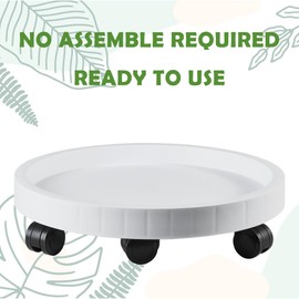 NAZKAEN 17.5 Inch Planter Caddies Rolling Saucer Caddy with Wheels, Heavy Duty Wheeled Stand for Potted Plant, Round Coaster Roller Base Tray with Casters, Flower Pot Dolly Holder for Indoor Outdoor