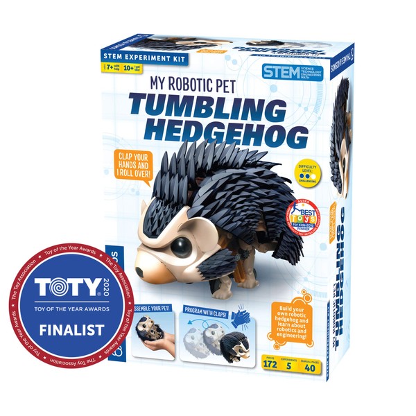 Thames & Kosmos My Robotic Pet - Tumbling Hedgehog | Build Your Own Sound Activated Tumbling, Rolling, Scurrying Pet | STEM Experiment Kit | Toy of The Year Award Finalist
