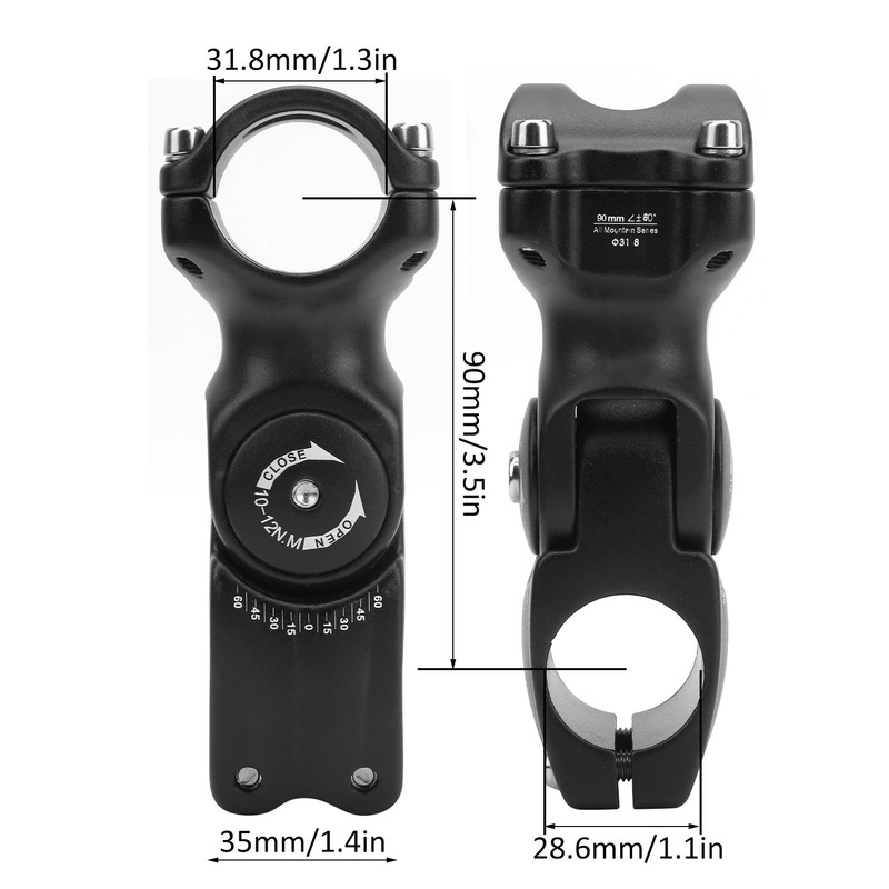 LUNJE 31.8x90mm Bicycle Angle Adjustable Handlebar Stem Riser Aluminium Alloy