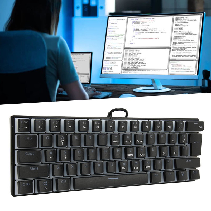 Mechanical Keyboard 61 Key RGB Lighting Blue Switch Ergonomic 60%