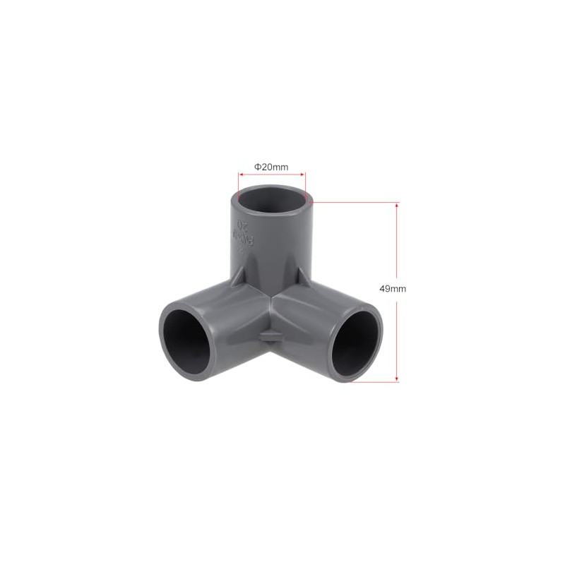 sourcing map 3-Way Elbow PVC Pipe Fitting Furniture Grade 20mm