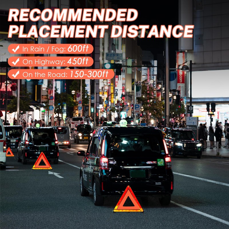NATGAI 3 Pack Emergency Warning Triangles, Reflective Roadside Safety Triangle