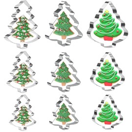 Orapink Chrsitmas Tree Cookie Cutters Set of 9 for Baking Stainless Steel Holiday Biscuit Cutter Pastry Cutters Shapes