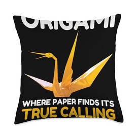 Origami Master Folding Paper Craft Origami Finds Its True Calling Paper Folding Art Throw Pillow, 18x18, Multicolor