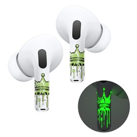 RockMax for AirPod Skins, Luminous Glow in The Dark Crown Stickers for Ear Buds, Custom DIY Tattoos for AirPods Pro 2nd Generation, Durable, Easy to Apply, Present for Women and Girls