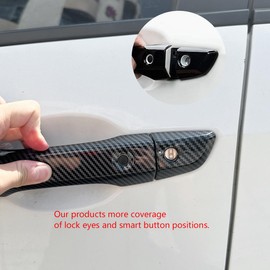 YINGTUU for Honda Civic Accessories 10th Gen 2016-2021 Door Handle Cover Exterior Trims Protection with Smart Auto Lock Holes Carbon Fiber