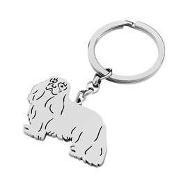 LONYOO Cute Stainless Steel Dog Keyring Pet Dog Gifts for Women Girls Puppy Key Chain Car Purse Charms (Silver Plated Cavalier King Charles Spaniel)