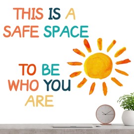 Inspirational Classroom Wall Decor,This is A Safe Space to Be Who You are Wall Art | Removable Positivity Art Stickers for Kids Room Nursery Classroom Decor