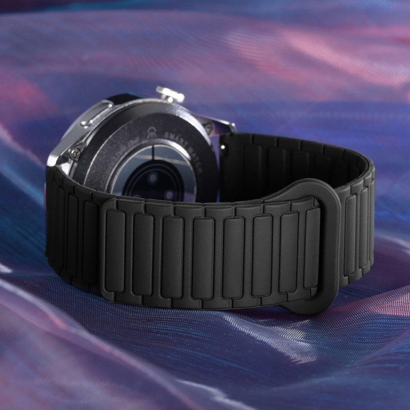 WOCCI 22mm Magnetic Silicone Watch Band, Tactile Ridged Texture, Quick
