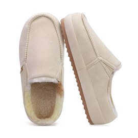 KuaiLu Womens Clog Slippers Cozy Suede Warm Plush Lined Arch Support Faux Fur House Ladies Bedroom Slippers Comfy Orthopedic Memory Foam Plantar Fasciitis Home Indoor Outdoor Shoes Beige US10