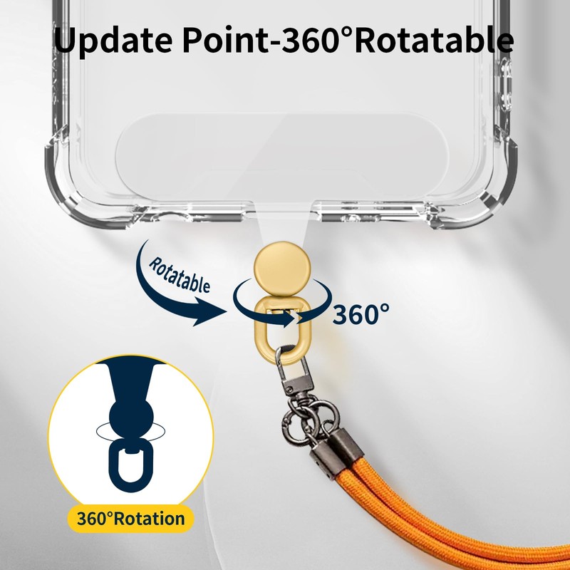 360°Rotatable Phone Tether Tab,3 Pieces Universal Phone Lanyard Patch Without