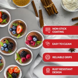 Boxiki Kitchen Non-Stick 12 Cup Silicone Muffin Pan With Steel Frame - BPA Free, Non-Toxic, Anti-Warp, Durable & Easy to Pop Silicone Muffin Tin - Perfect Cupcake Pan