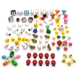 NIBERDA 100 Pcs Mini Resin Animals Figures, Mixed Tiny Plastic Animals Figurines to Hide Miniature Fairy Garden Decorations Accessories