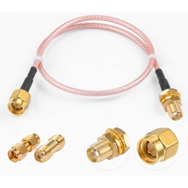 Vecys SMA Cable SMA Male to SMA Female Bulkhead RG316 12 Inch / 30 cm RF Coaxial Cable + 2 Pieces SMA Adapter Kits for Router Antenna Signal Booster Wireless Adapter