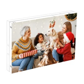 HIIMIEI Acrylic Picture Frame 10x15cm, Magnetic Photo Frame Clear Free Standing Desktop Double Sided Magnetic Picture Display