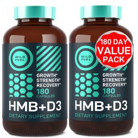 HMB and Vitamin D3 Supplement Capsules - B-Hydroxy B-Methylbutyrate 1,000 MG HMB Supplements with Vitamin D3 - Muscle Growth, Strength, Performance and After Workout Muscle Recovery - 360 HMB Capsules