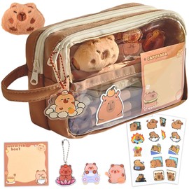 GWAWG Capybara Pencil Case,Capybara Pencil Case with Large, Capacity Capybara Pencil Pouch,Transparent Capybara Cute Pencil Pouch Compartments,Cute Pencil case,Stationery Cosmetics Toiletries Gifts