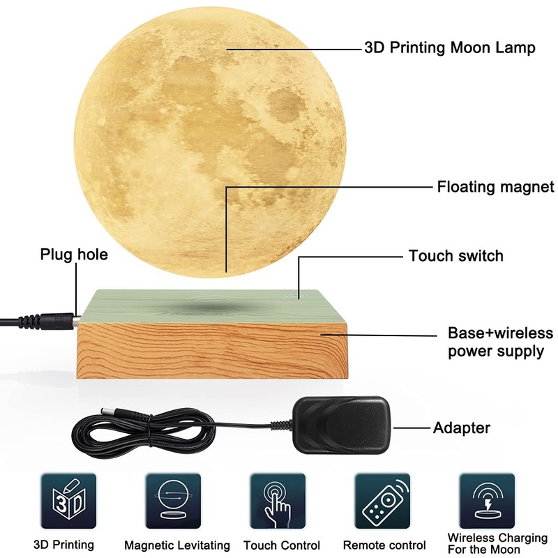 VGAzer Levitating Moon Lamp- Energy Efficient for Home Office Decor,