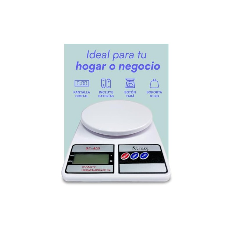 Gramera Electrónica para Cocina, Báscula Precisa 1 g–10 kg Ideal