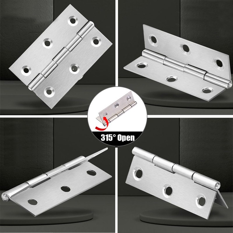 YOBOKO 3 Pcs Stainless Steel Anti Rust Door Hinges with