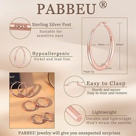 Rose Gold Hoop Earrings Thick Chunky Gold Hoops Hypoallergenic Large Rose Gold Hoop Lightweight Big Hoop Earrings For Women 50mm