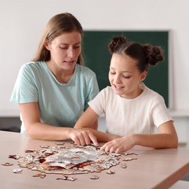 Jigfoxy Wooden Puzzle Adults, White Cat Wooden Puzzle Adult, Unique Wooden Animal Puzzle, Family and Friends L-34 x 34 cm, 248 Pieces