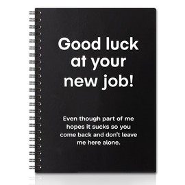 QYUVK Good Luck At Your New Job Hardcover 160 Pages Spiral Notebooks 6x8 Inches for Writing and Drawing, Funny Black Journal Or Diary Gift For Women Men Friends Boss Colleague Office Worker